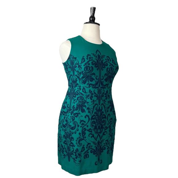 Lands End Dress Ponte Knit Sheath Pockets Sleeveless Green Blue Women’s Size 16P - Picture 2 of 11